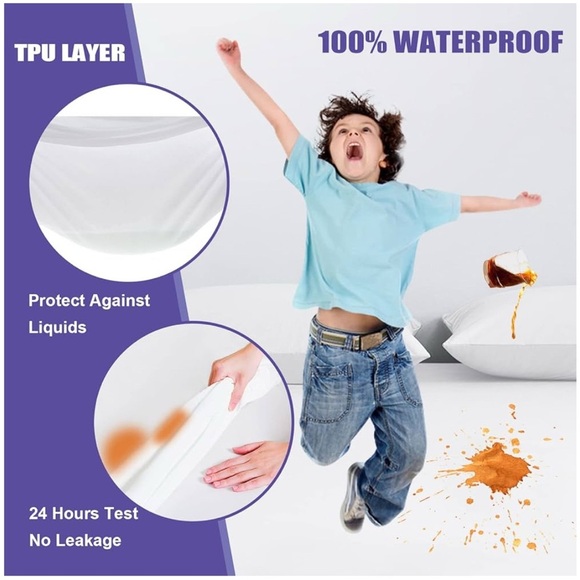 Elelen Waterproof Noiseless Hypoallergenic Mattress Protector Pack 2 Size Full - Picture 4 of 7